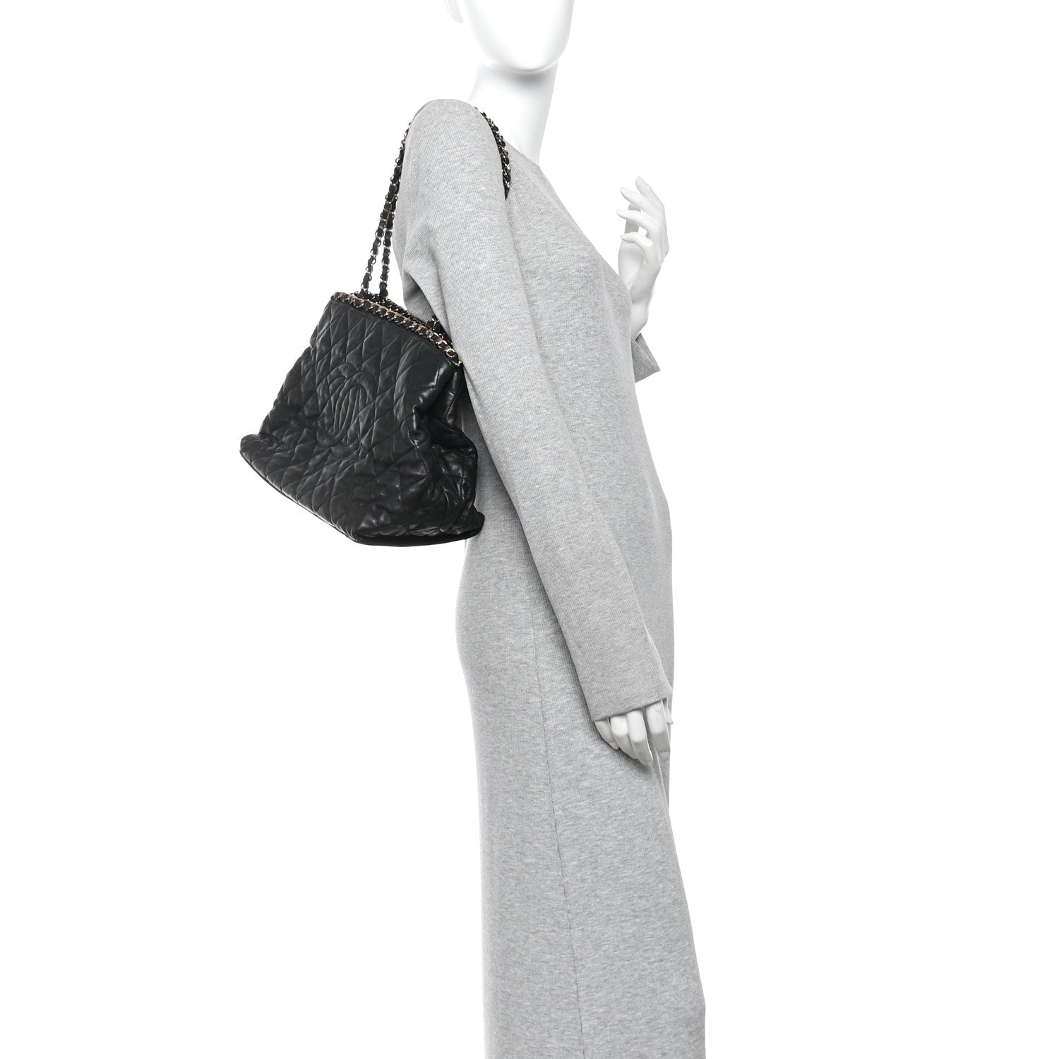 Chanel Calfskin Quilted Small Chain Me Tote Black 2 of 11
