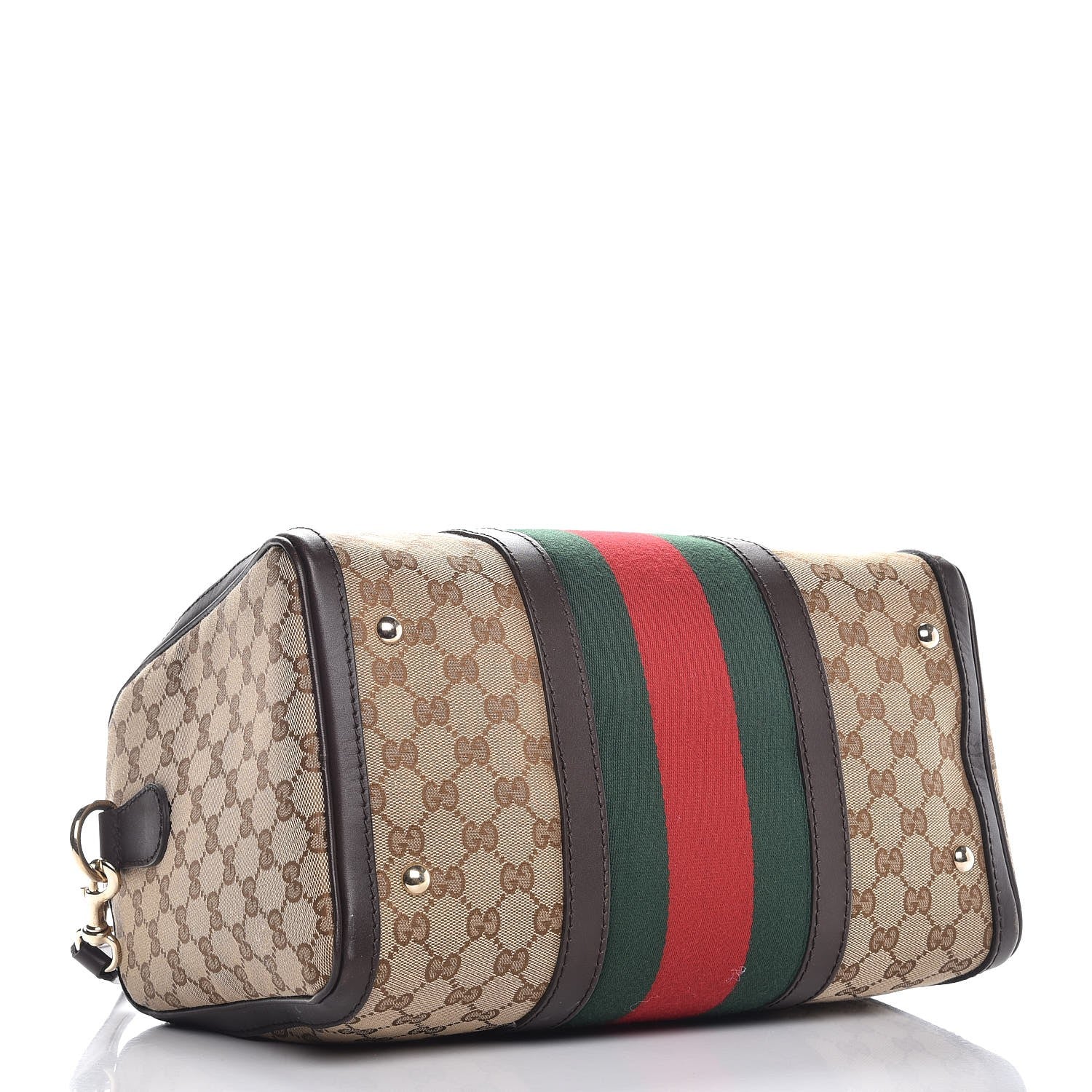 Gucci Monogram Vintage Web Medium Boston Dark Brown 5 of 15