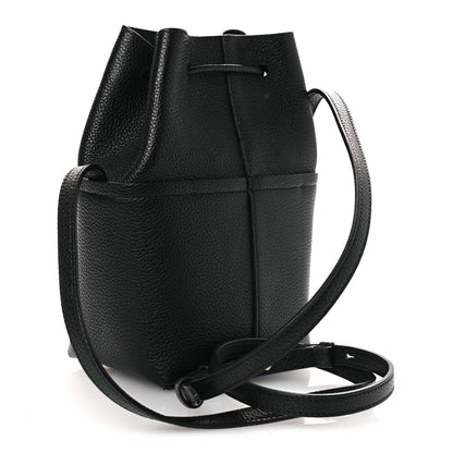 Salvatore Ferragamo Grained Calfskin Mini Gancino Bucket Bag Black 3 of 9