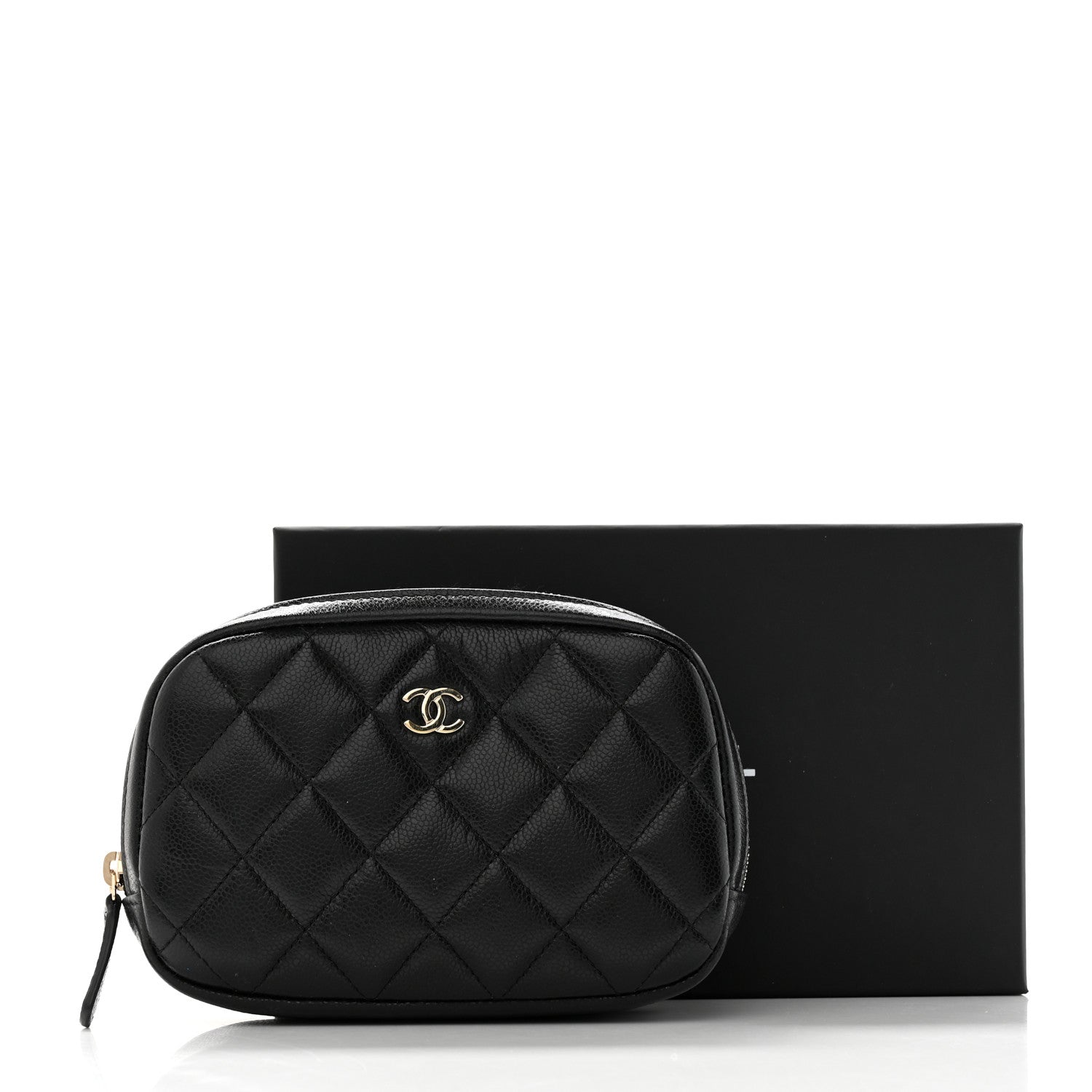 Chanel Caviar Quilted Small Curvy Pouch Cosmetic Case Black 8 of 8