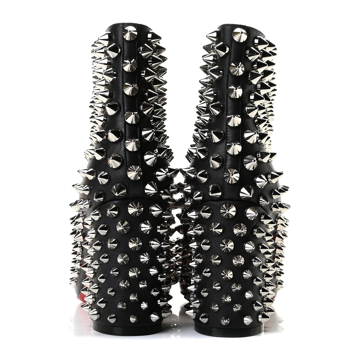 Christian Louboutin Calfskin Louise Capet Spikes 85 Boots 37 Black Silver 4 of 9