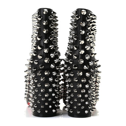 Christian Louboutin Calfskin Louise Capet Spikes 85 Boots 37 Black Silver 4 of 9