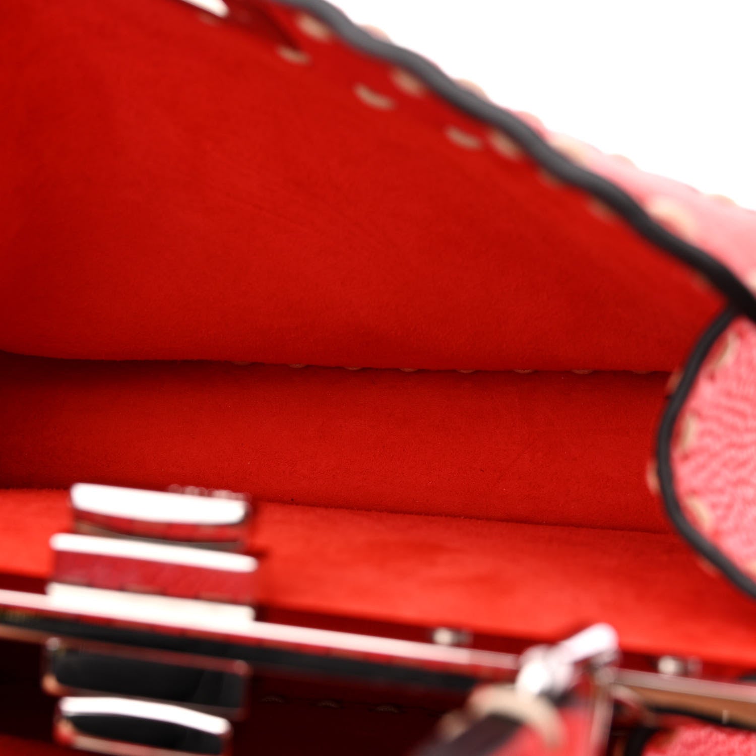 Fendi Vitello Granato Camoscio Selleria Macro Stitchings Small Peekaboo I SEE U Satchel Tullipano 6 of 10