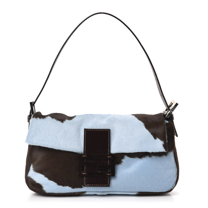 Fendi Calf Hair Baguette Light Blue Brown 1 of 11