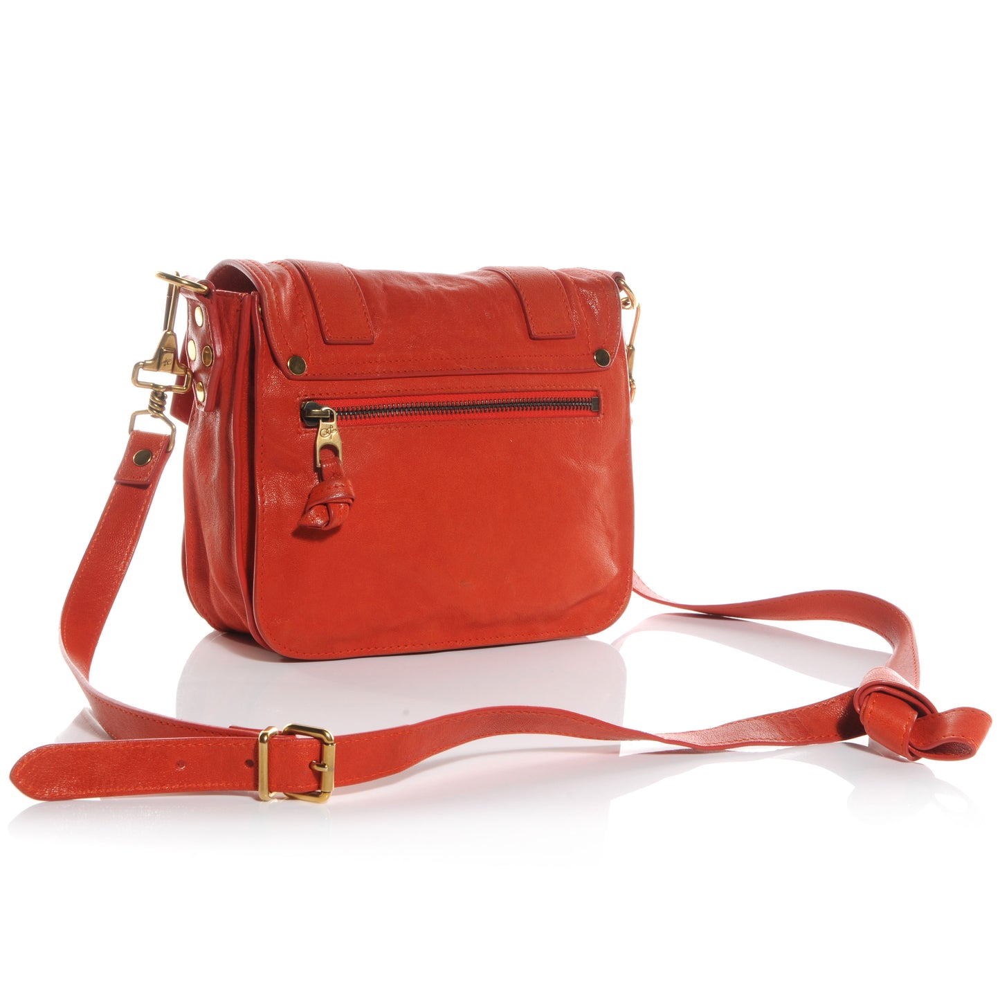 Leather PS1 Mini Pouch Messenger Bag Orange