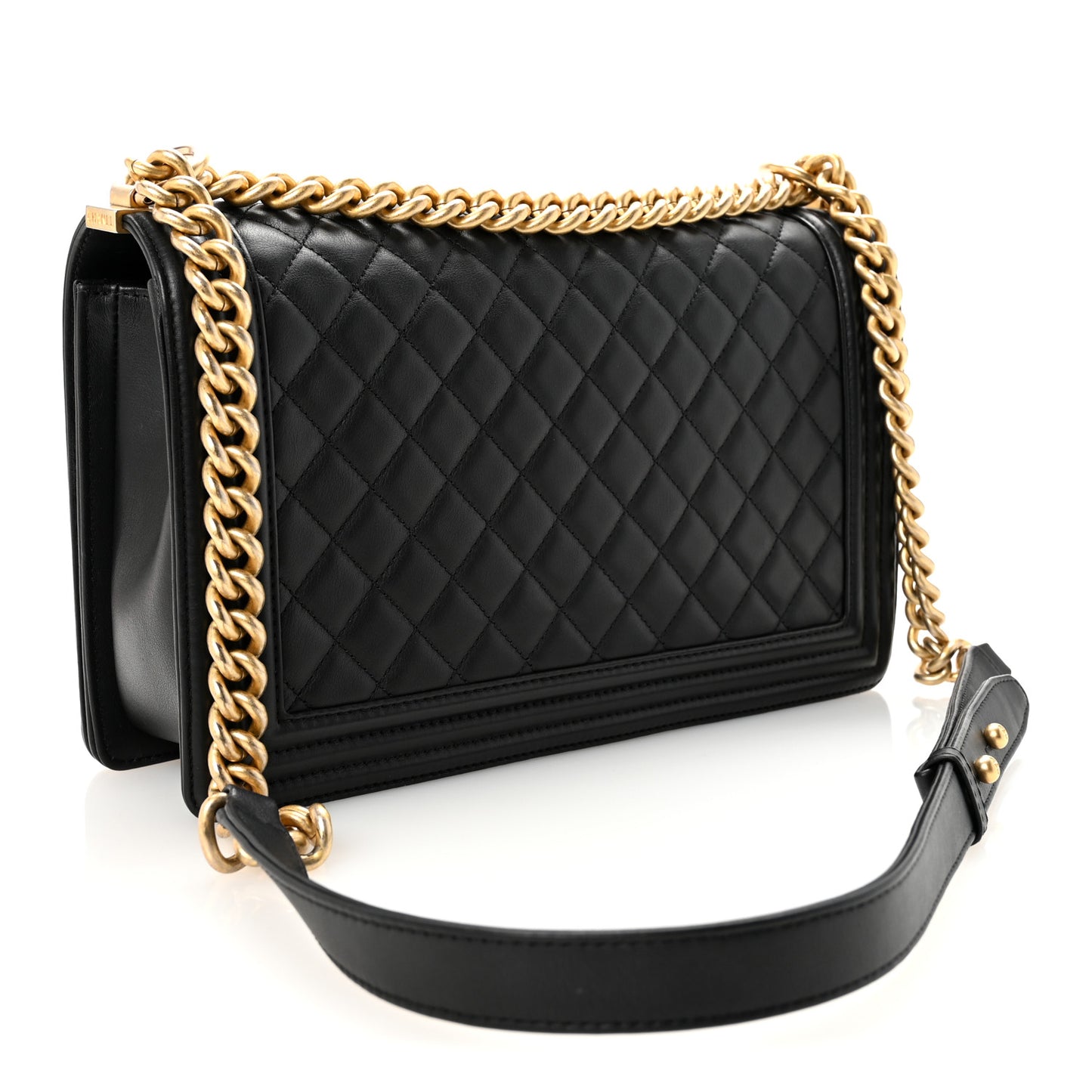Calfskin Quilted New Medium Boy Flap Black