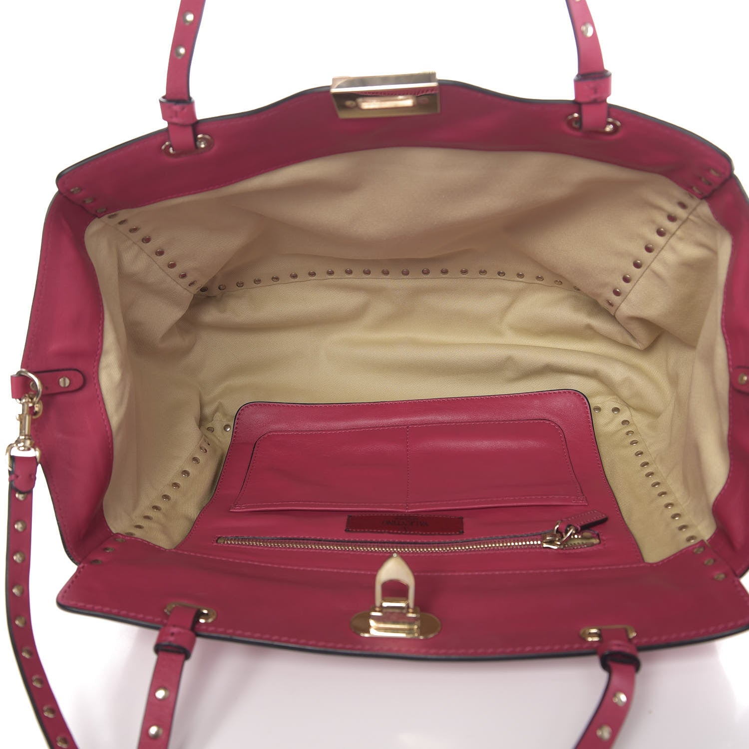 Valentino Garavani Vitello Medium Rockstud Tote Cyclamin 4 of 8