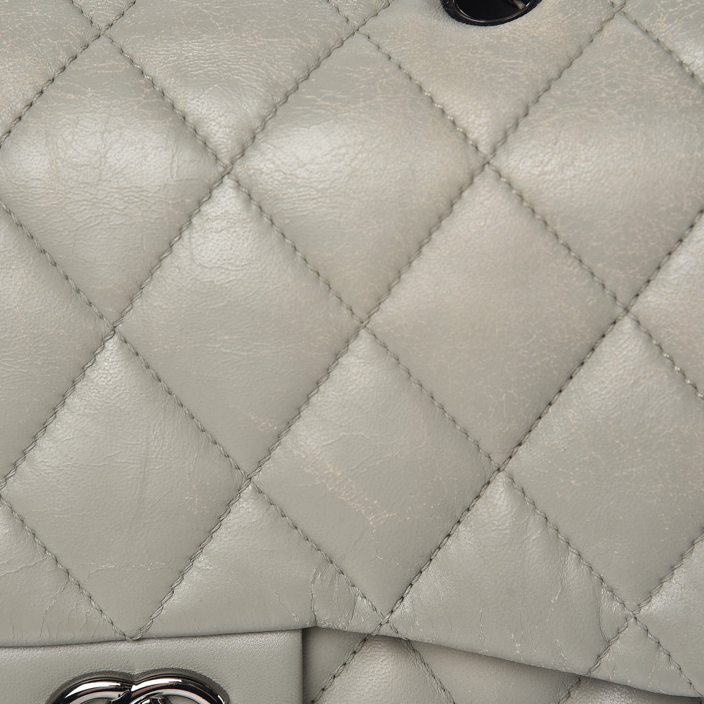 Lambskin Quilted 3 Large Flap Grey