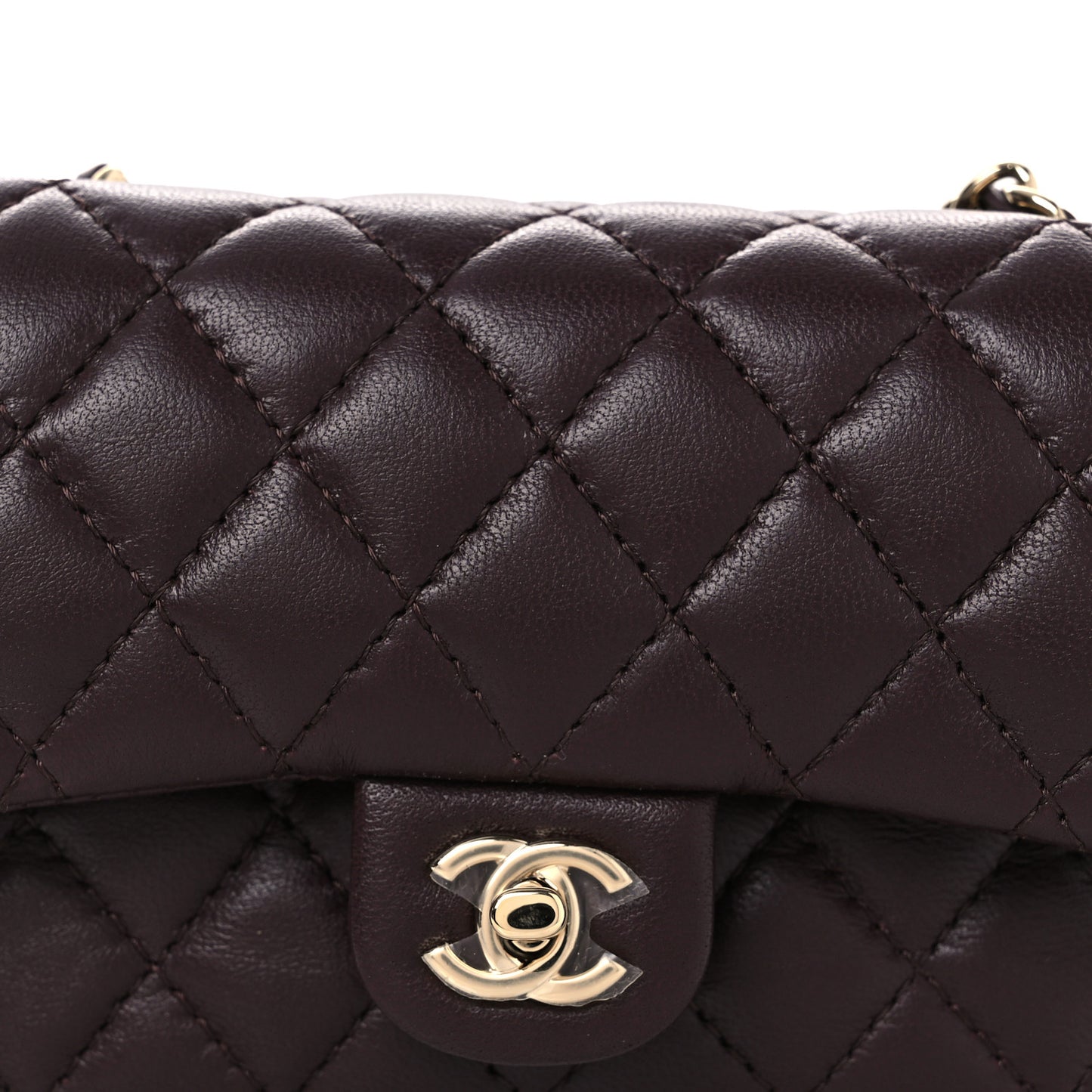 Lambskin Quilted Mini Flap Bag Charm With Hook Dark Brown
