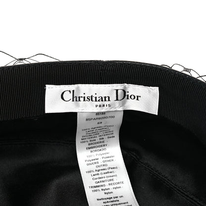Christian Dior Lambskin Arty Beret Cap with Veil 59 Black 7 of 8