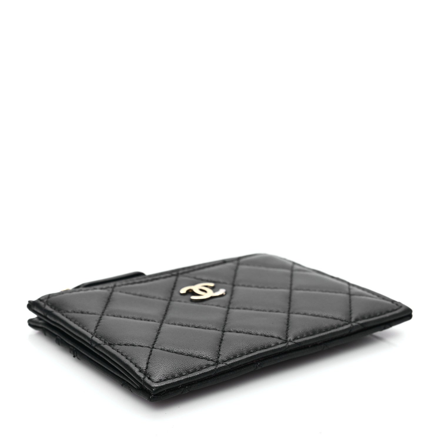 Chanel Lambskin Quilted CC Zip Card Holder Black 4 of 8