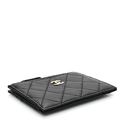 Chanel Lambskin Quilted CC Zip Card Holder Black 4 of 8