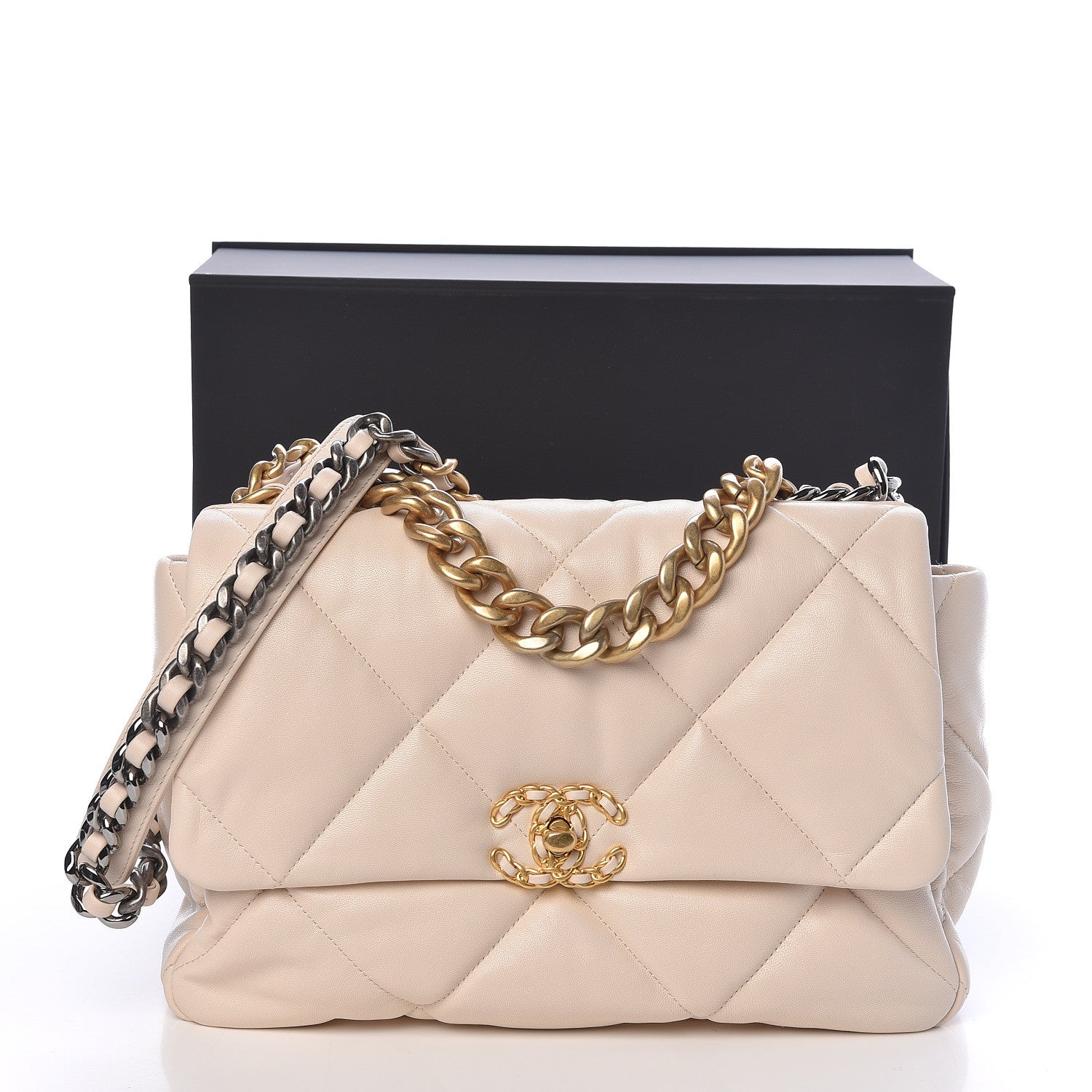 Chanel Lambskin Quilted Large 19 Flap Light Beige 11 of 11