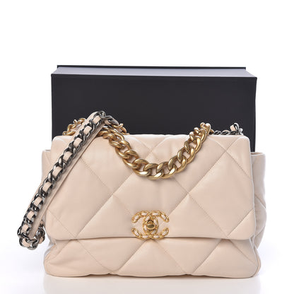 Chanel Lambskin Quilted Large 19 Flap Light Beige 11 of 11