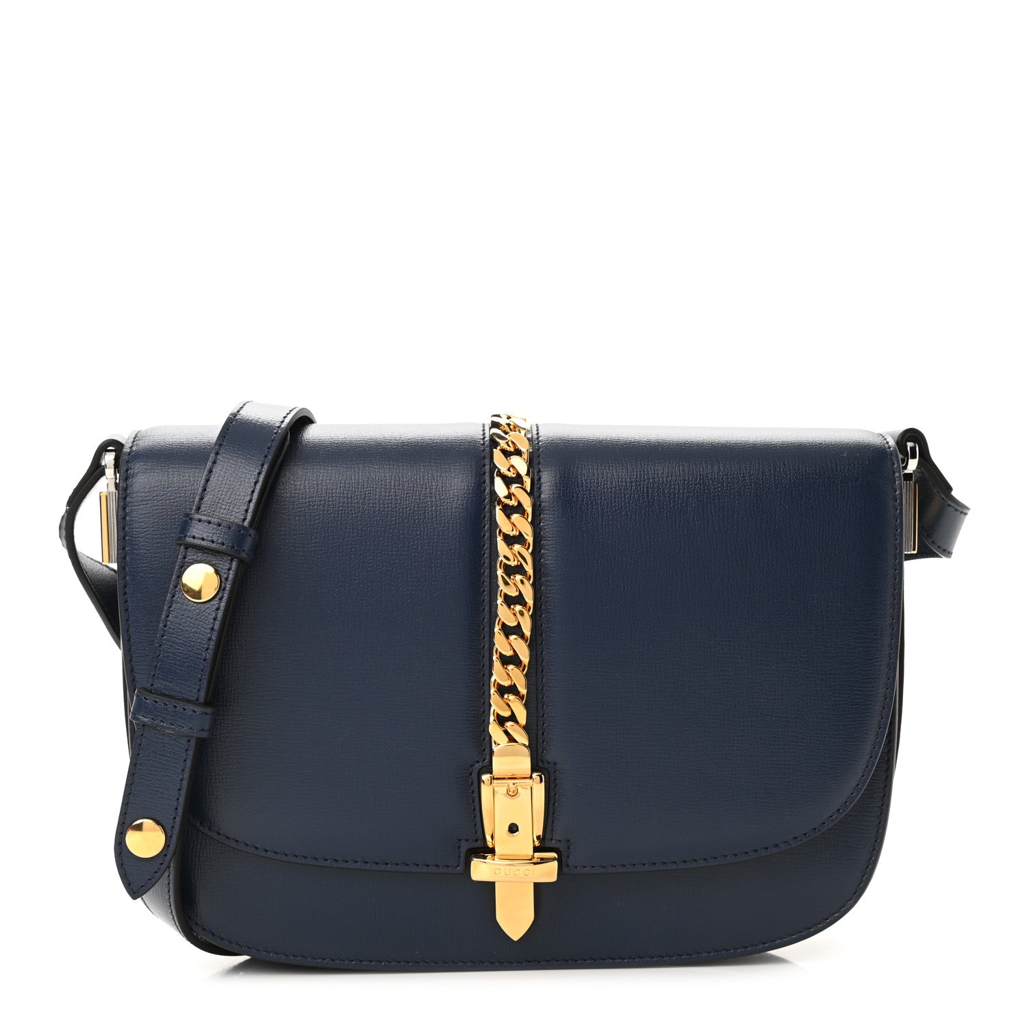Gucci Azalea Calfskin Small Sylvie 1969 Flap Messenger Bag Blue 1 of 10