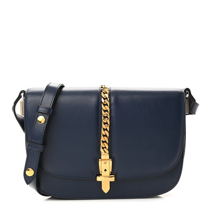 Gucci Azalea Calfskin Small Sylvie 1969 Flap Messenger Bag Blue 1 of 10