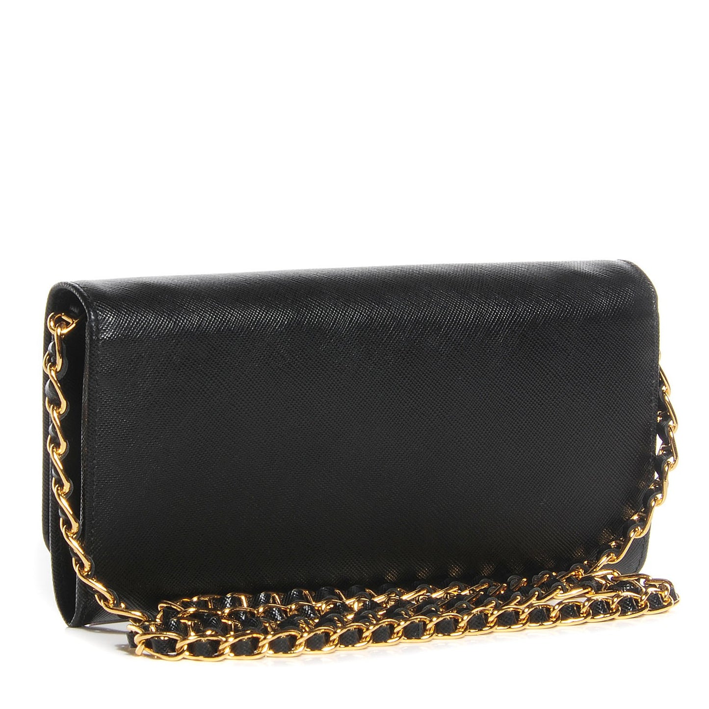 Saffiano Metal Oro Chain Wallet Nero Black