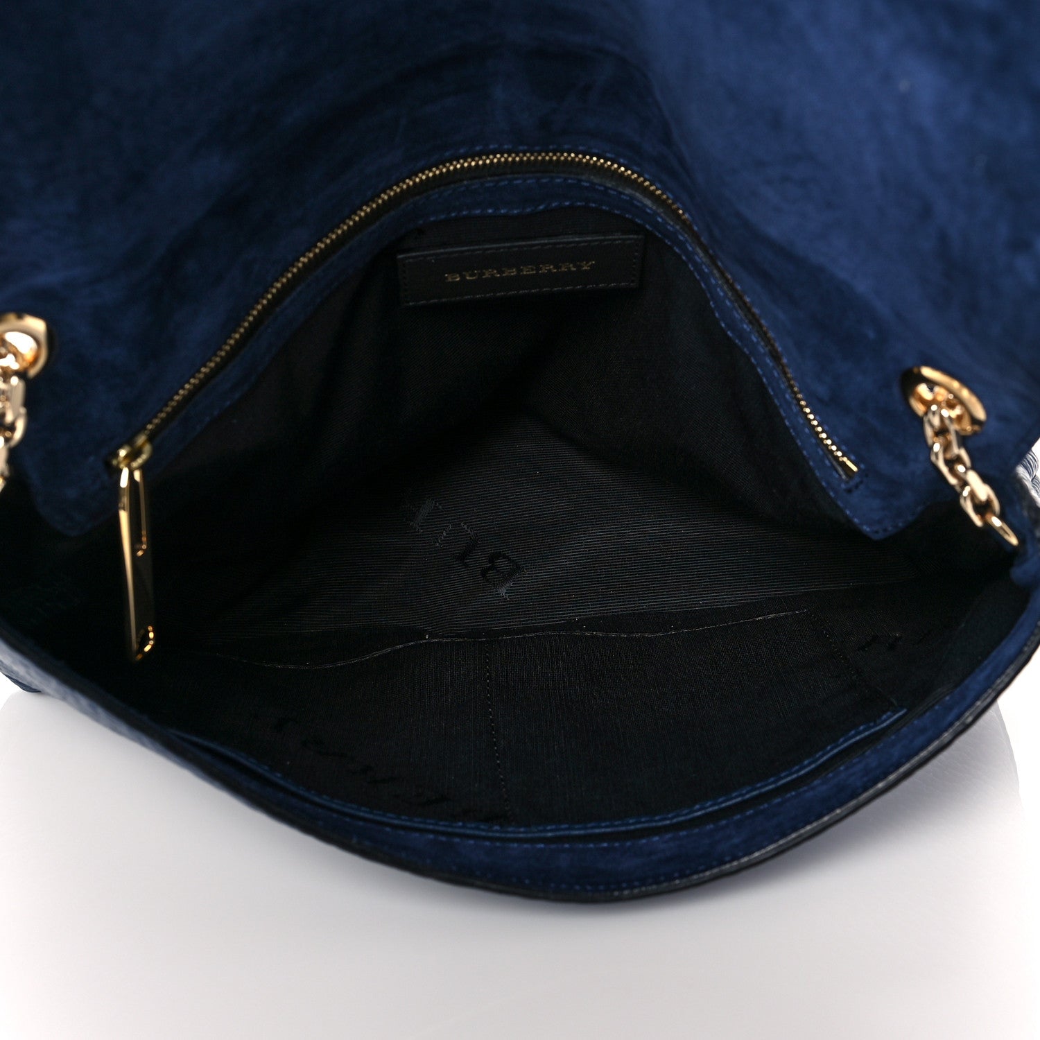 Burberry Signature Grain Large Mildenhall Shoulder Bag Blue Carbon 6 of 11