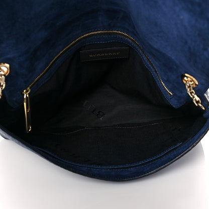 Burberry Signature Grain Large Mildenhall Shoulder Bag Blue Carbon 6 of 11