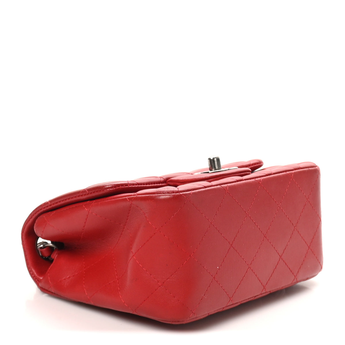 Lambskin Quilted Mini Square Flap Red