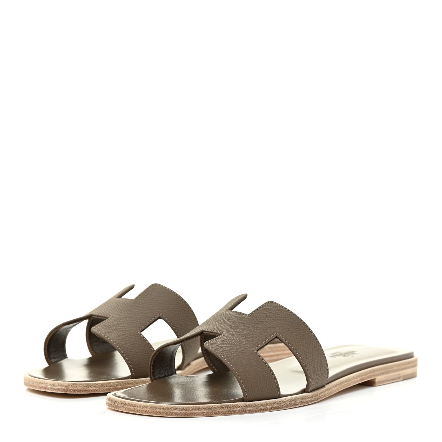 Hermes Epsom Oran Sandals 37.5 Etoupe 3 of 12