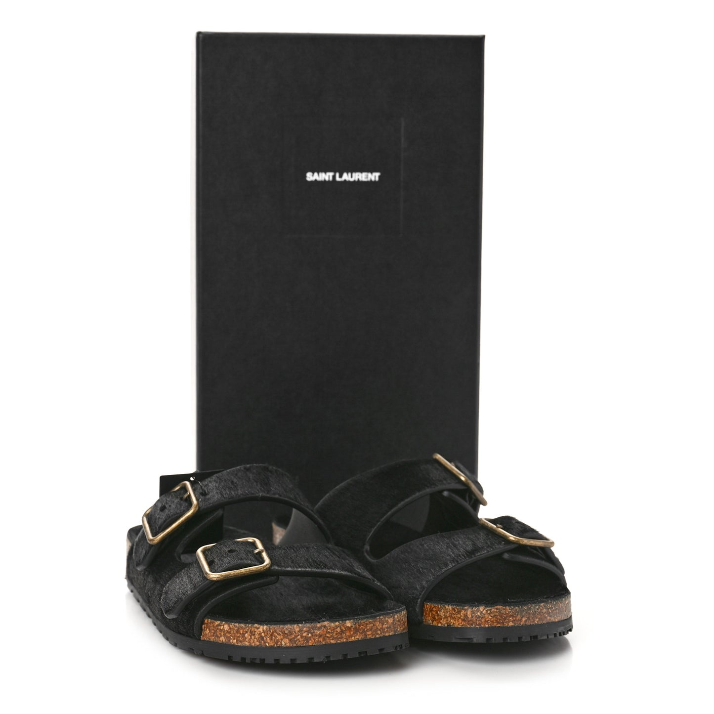 Calf Hair Jimmy Cross Slides 37 Black