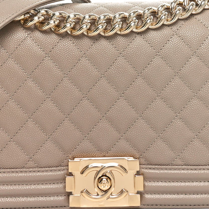 Chanel Caviar Quilted Medium Boy Flap Dark Beige 8 of 11