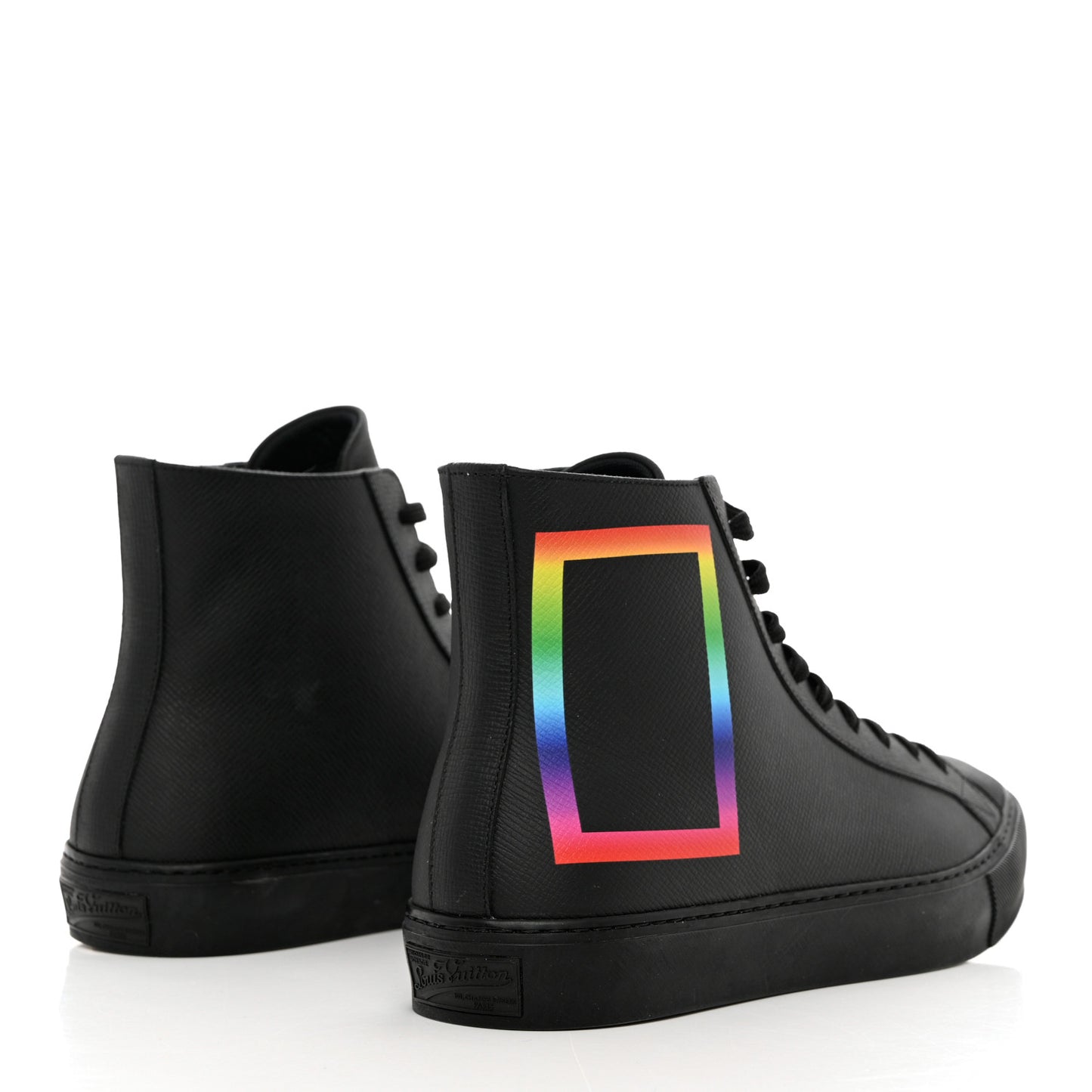 Calfskin Mens LV Tattoo Sneaker Boots 7 Black