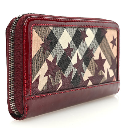 Burberry Patent Supernova Check Stars Large Zip Around Wallet Berry Red 3 of 6