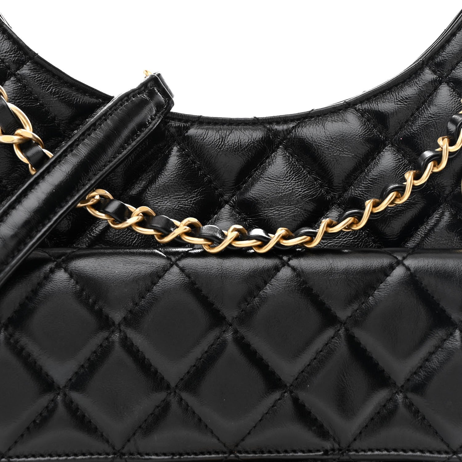 Chanel Shiny Crumpled Calfskin Quilted Wavy CC Hobo Black 7 of 10
