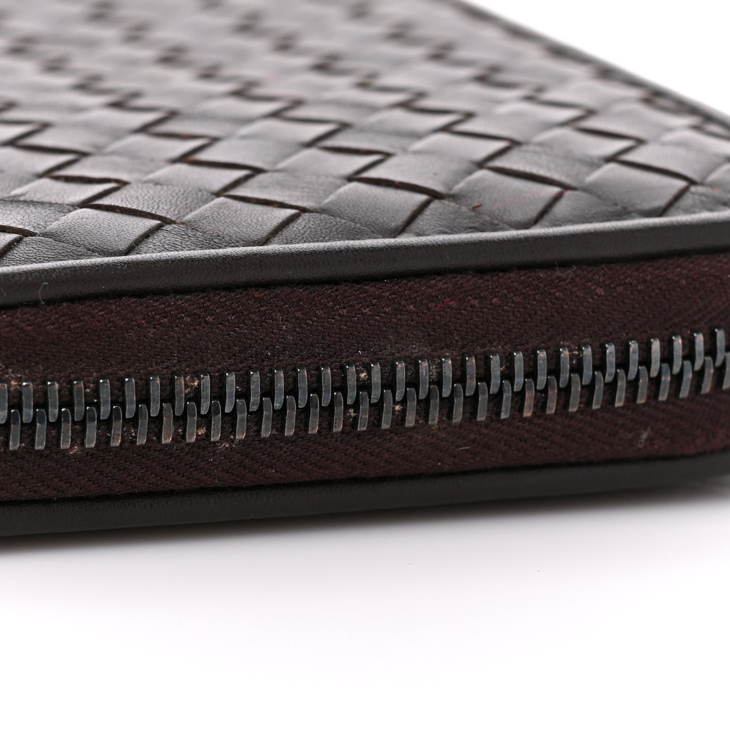Nappa Intrecciato Zip Around Wallet Aubergine