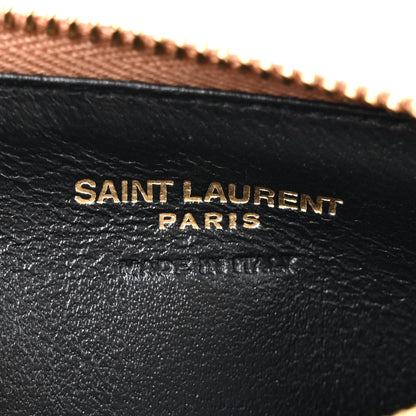 Saint Laurent Grain De Poudre Matelasse Chevron Monogram Fragments Zippered Card Case Naturel Dark 7 of 9