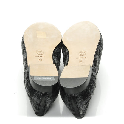 Chanel Tweed Lambskin Cap Toe Loafers 38 Blue Grey Black 5 of 11