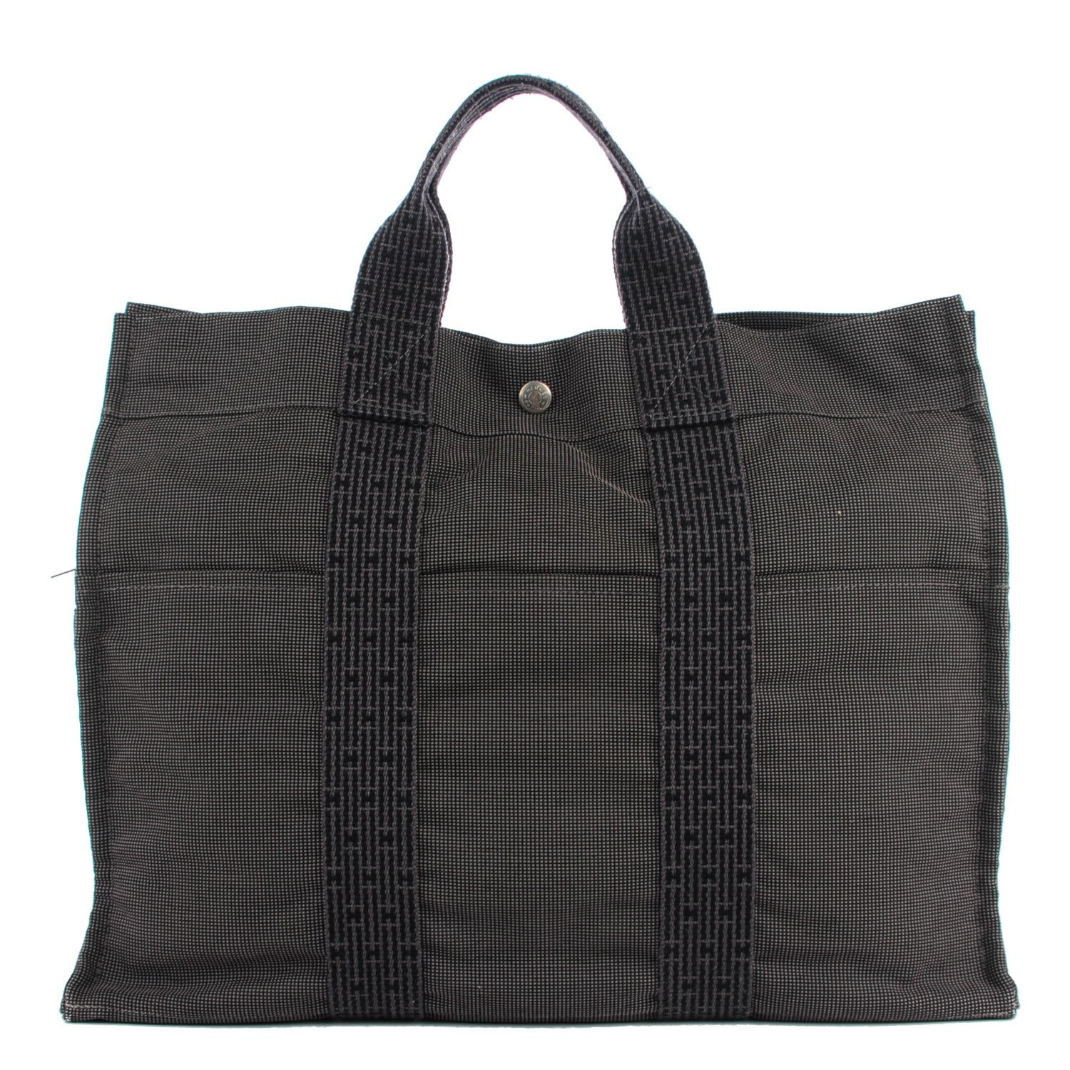 Hermes Canvas Herline MM Tote Grey 1 of 11