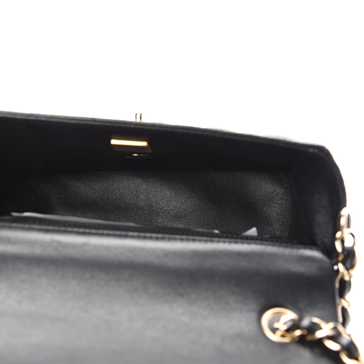 Lambskin Quilted Mini Rectangular Flap Black