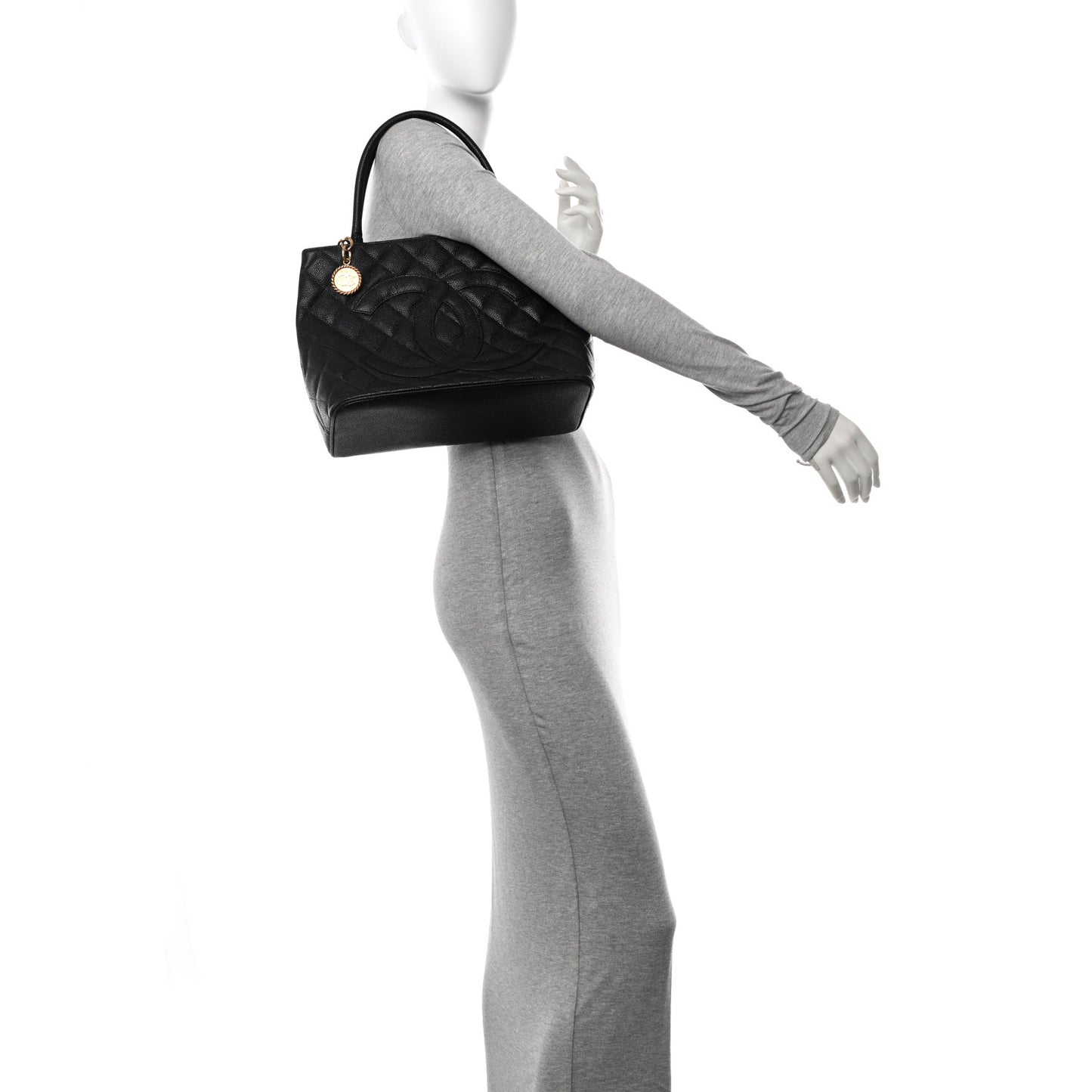 Caviar Quilted Medallion Tote Black