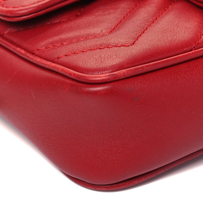 Gucci Calfskin Matelasse Super Mini GG Marmont Shoulder Bag Hibiscus Red 8 of 15