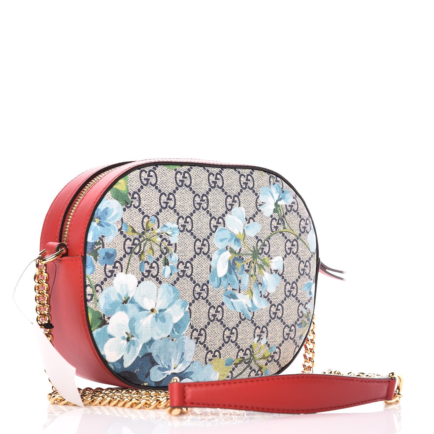 Gucci GG Supreme Monogram Blooms Mini Chain Shoulder Bag Beige Blue Navy Hibiscus Red 3 of 8