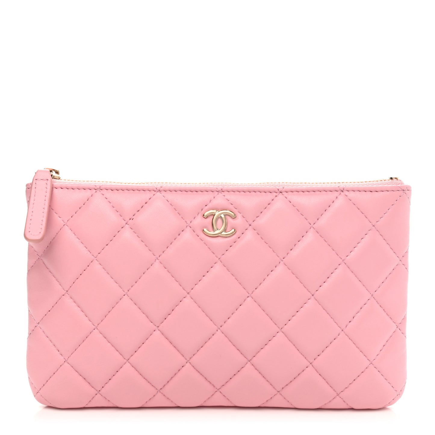 Lambskin Quilted Cosmetic Case Pink