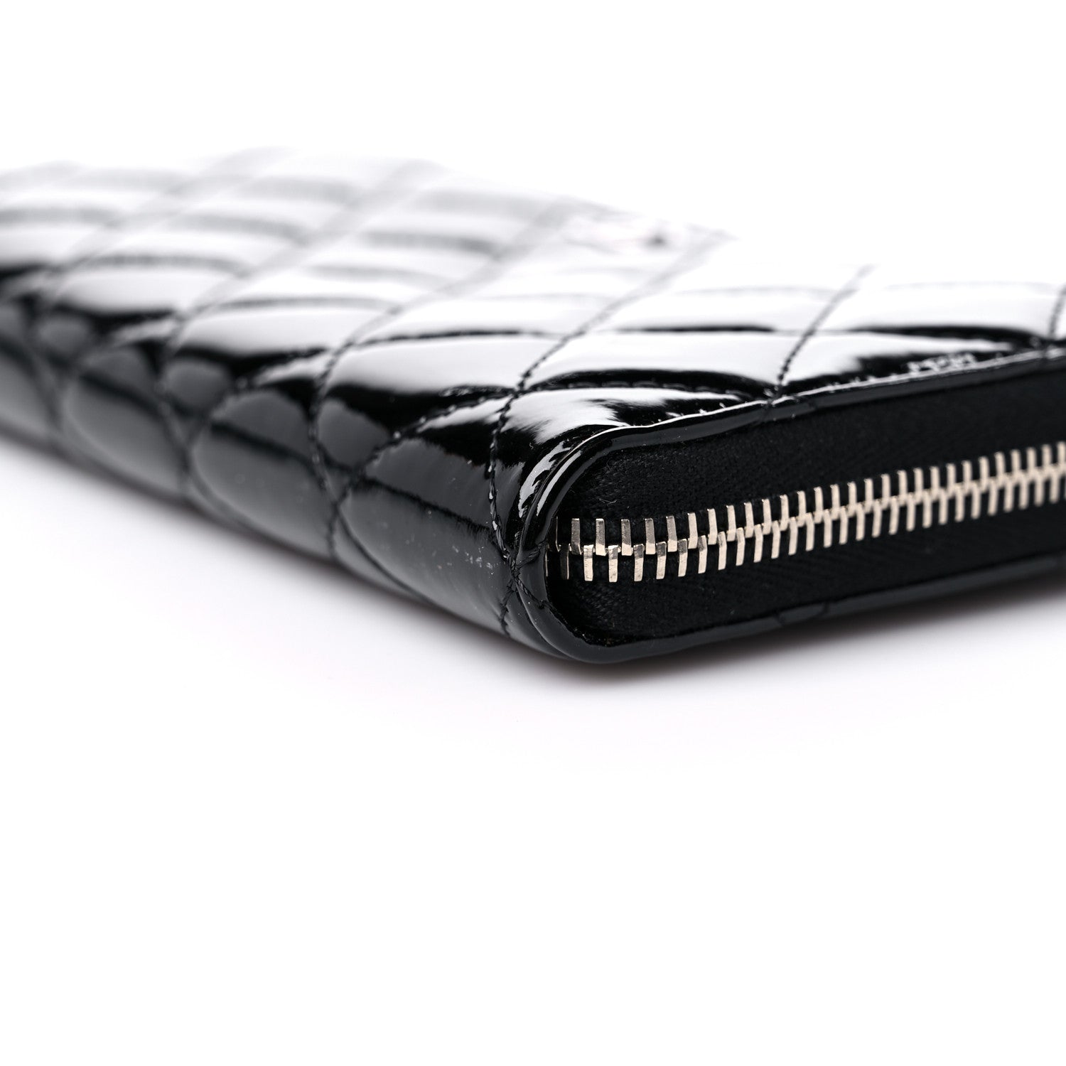 Chanel Patent Quilted Large Gusset Zip Around Wallet Black 10 of 11