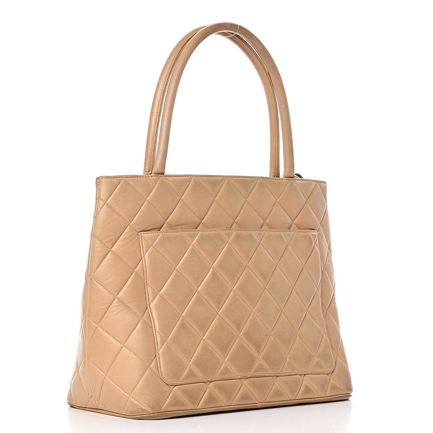Lambskin Quilted Medallion Tote Beige