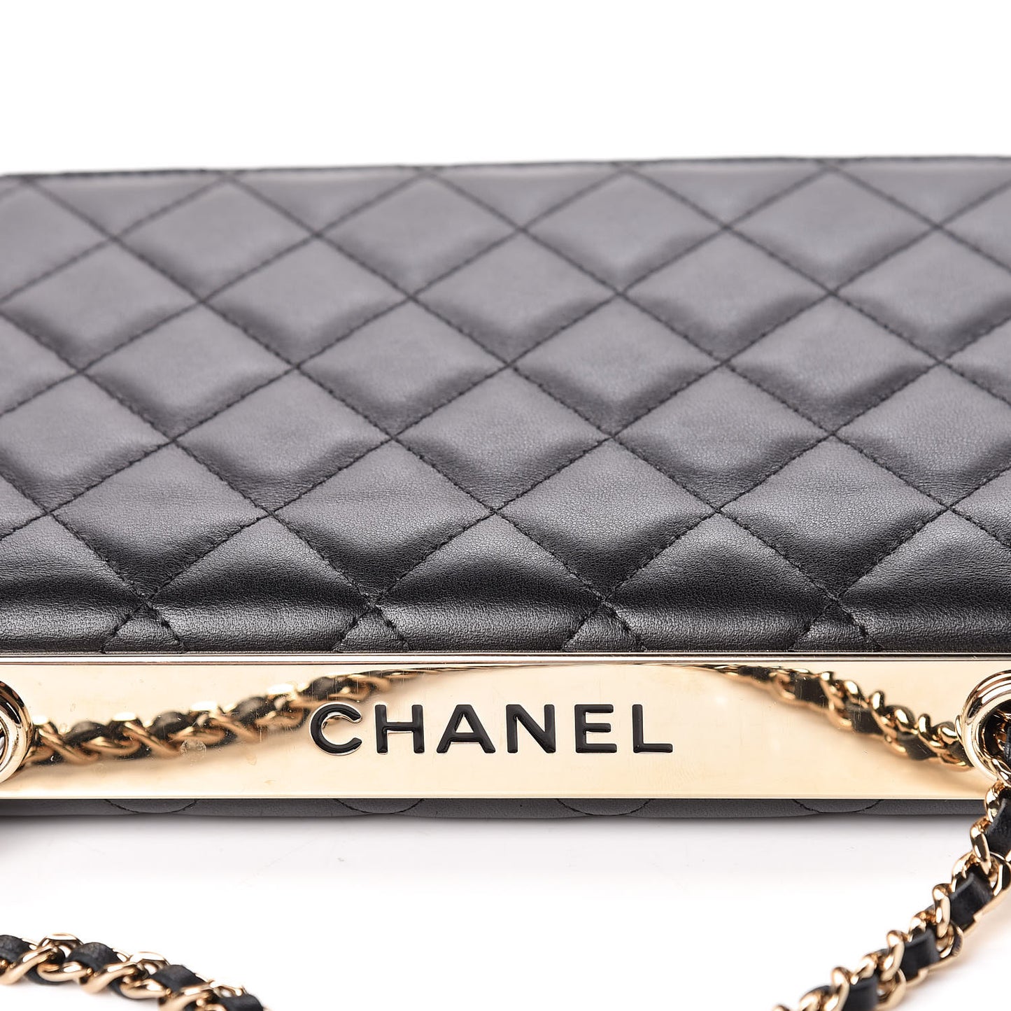 Lambskin Quilted Trendy CC Wallet On Chain WOC Black