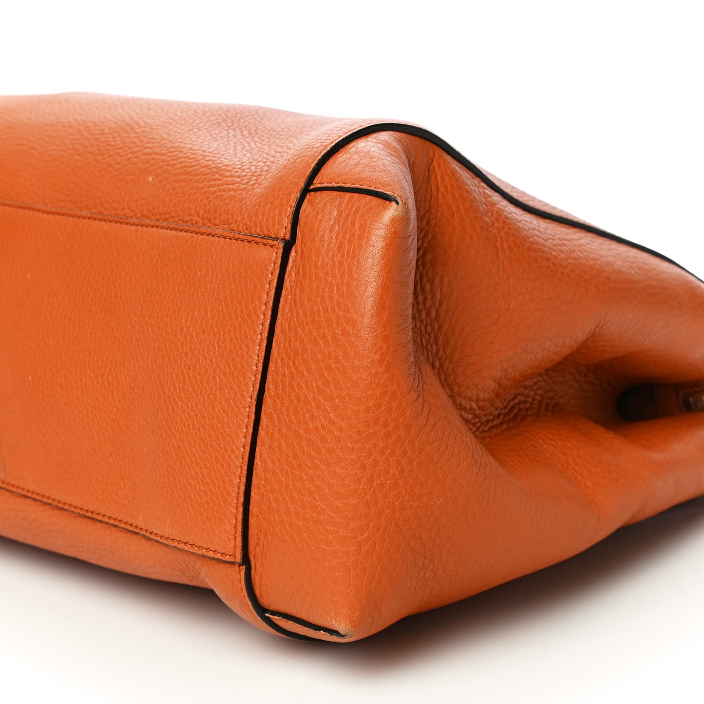 Pebbled Calfskin Large Lady Tassel Top Handle Bag Orange