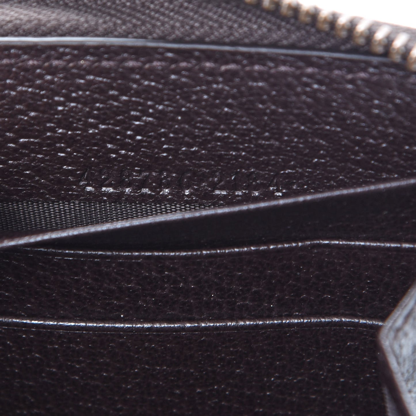 Dollar Calfskin Boar Effect GG Marmont Zip Around Wallet Dark Cocoa