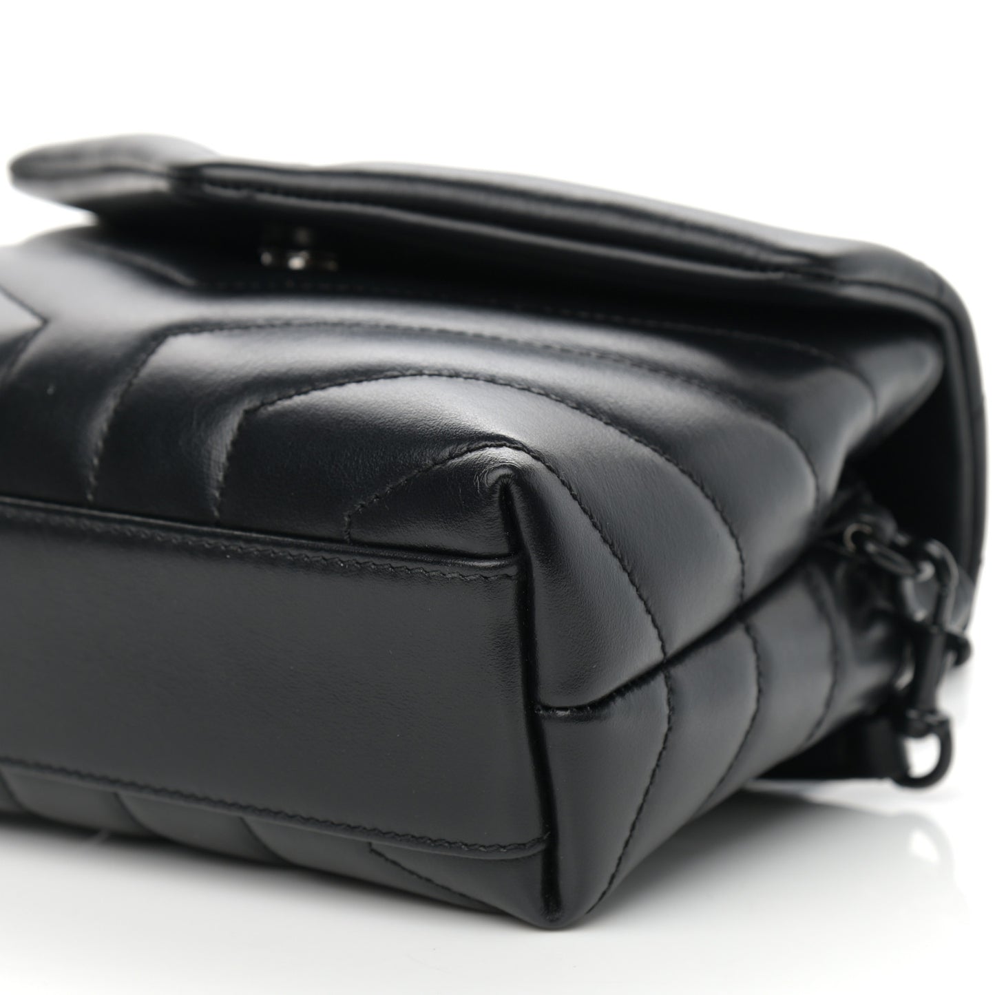 Calfskin Y Quilted Monogram Toy Loulou Crossbody Bag Black