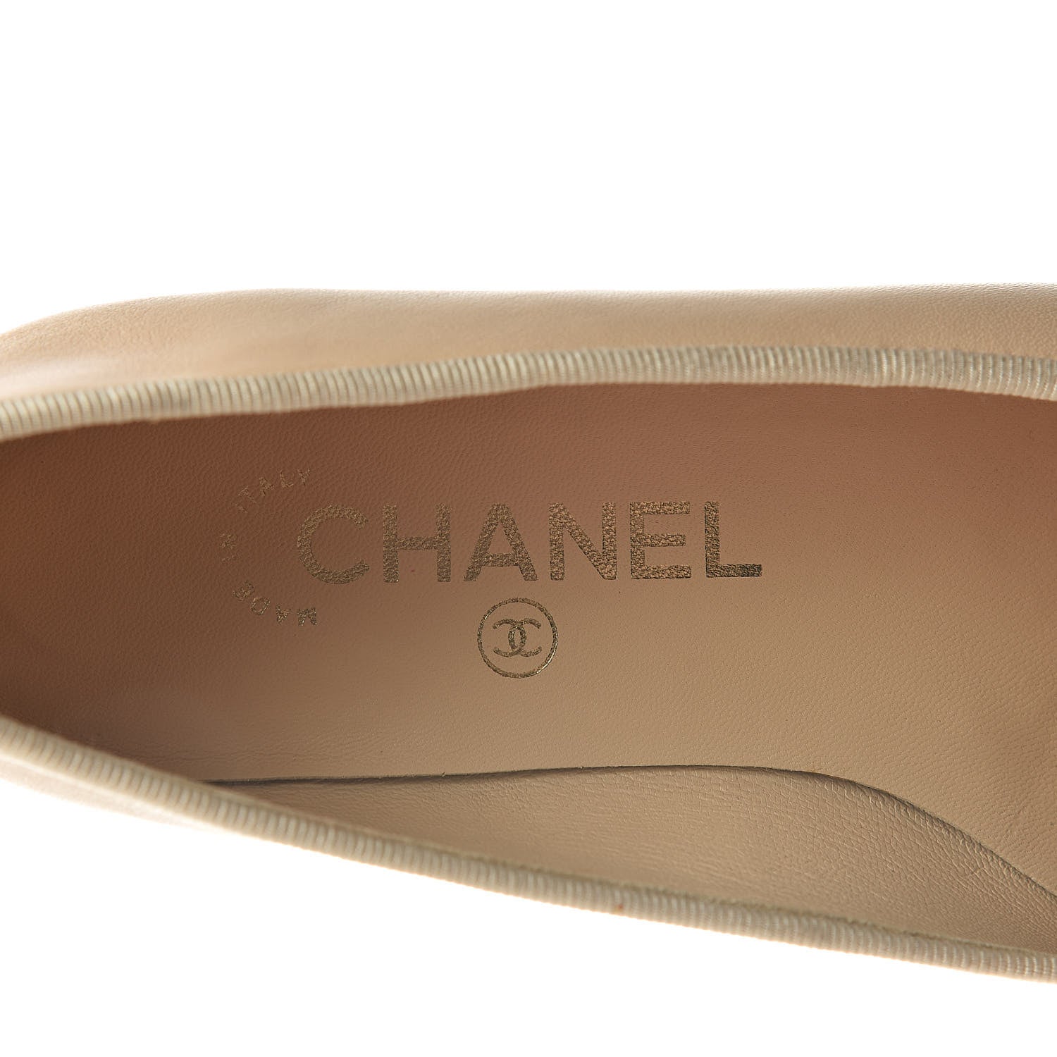 Chanel Lambskin Cap Toe CC Ballerina Flats 36 Beige Black 10 of 18