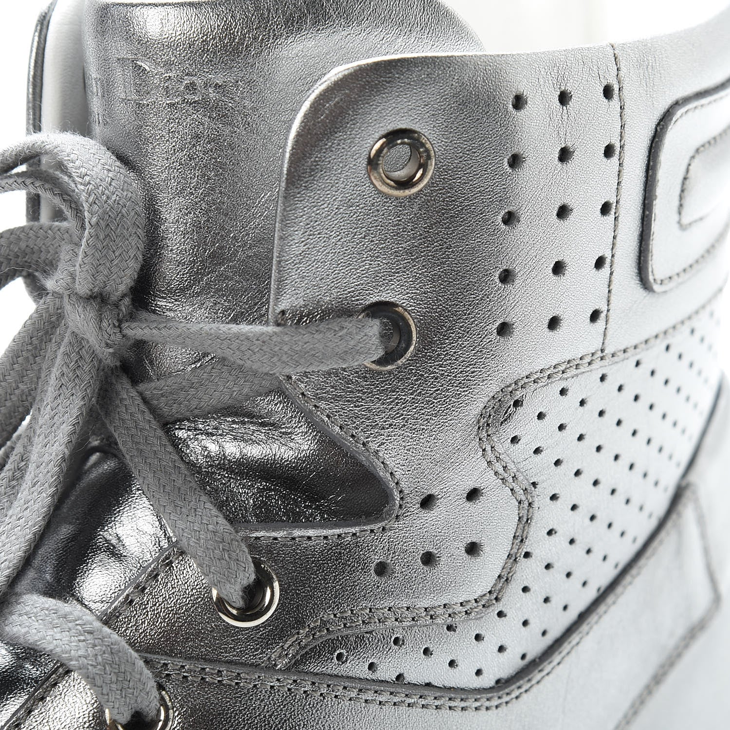 Christian Dior Metallic Calfskin Hip-Dior High Top Sneakers 39 Steel 11 of 14