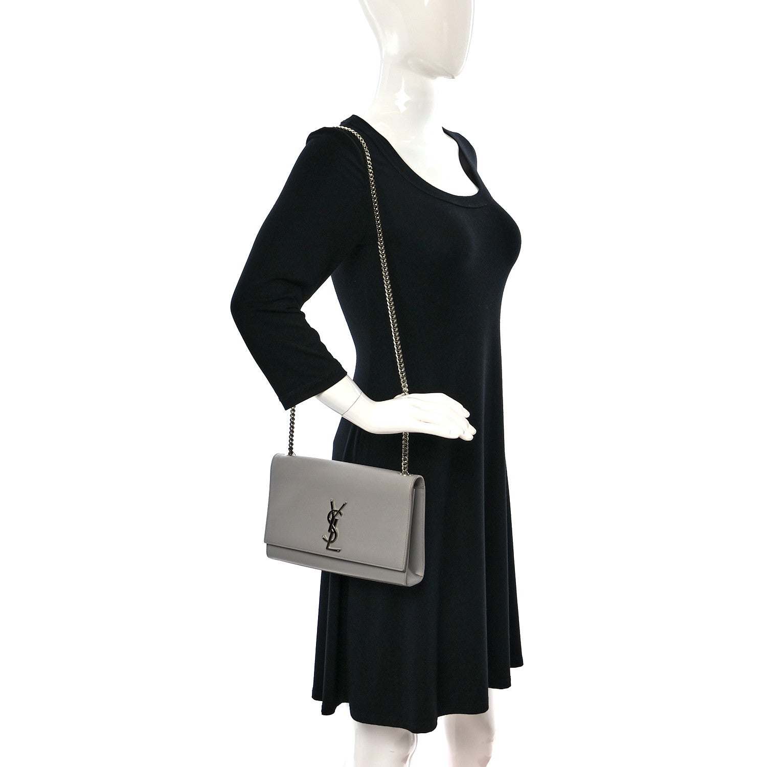 Saint Laurent Grain De Poudre Medium Classic Monogram Kate Satchel Souris 2 of 8