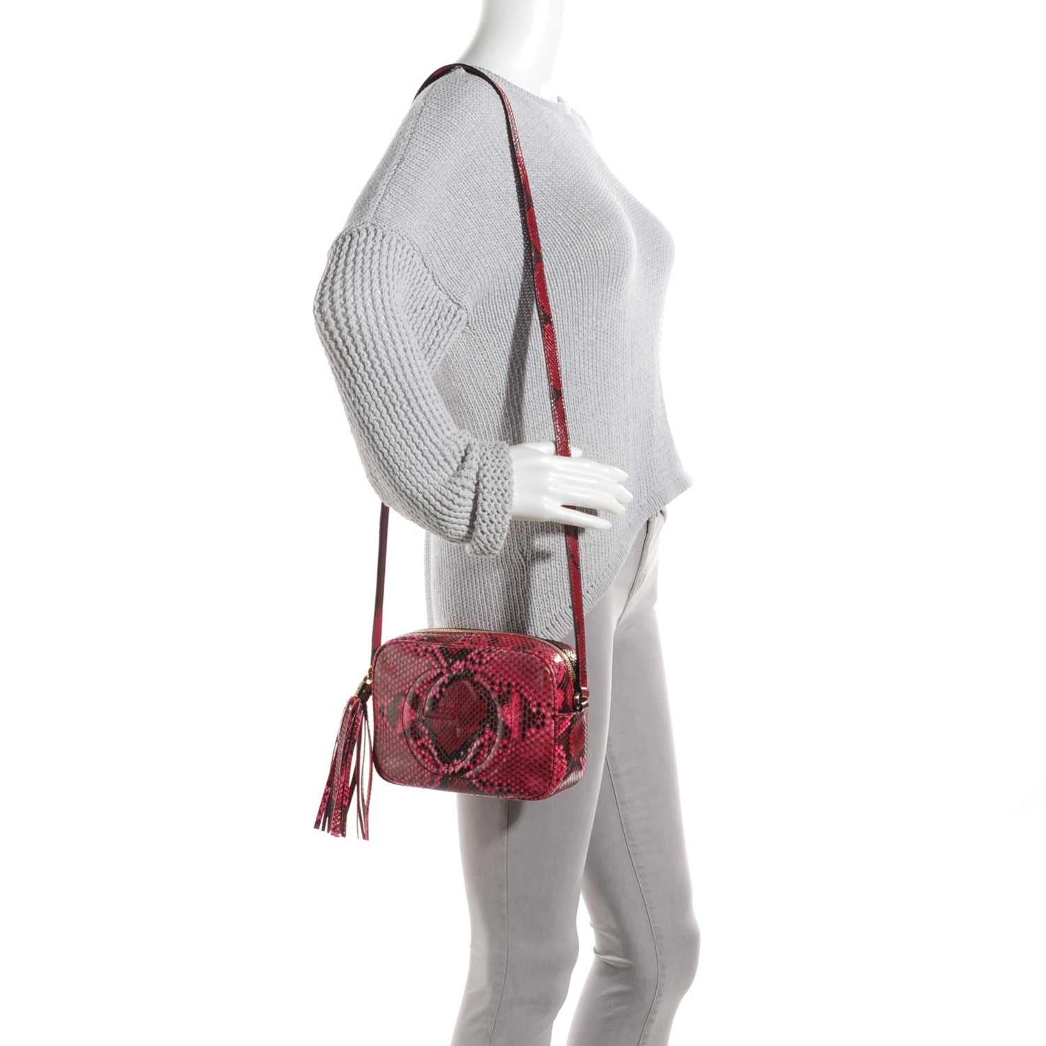 Gucci Python Small Soho Disco Bag Red 2 of 7