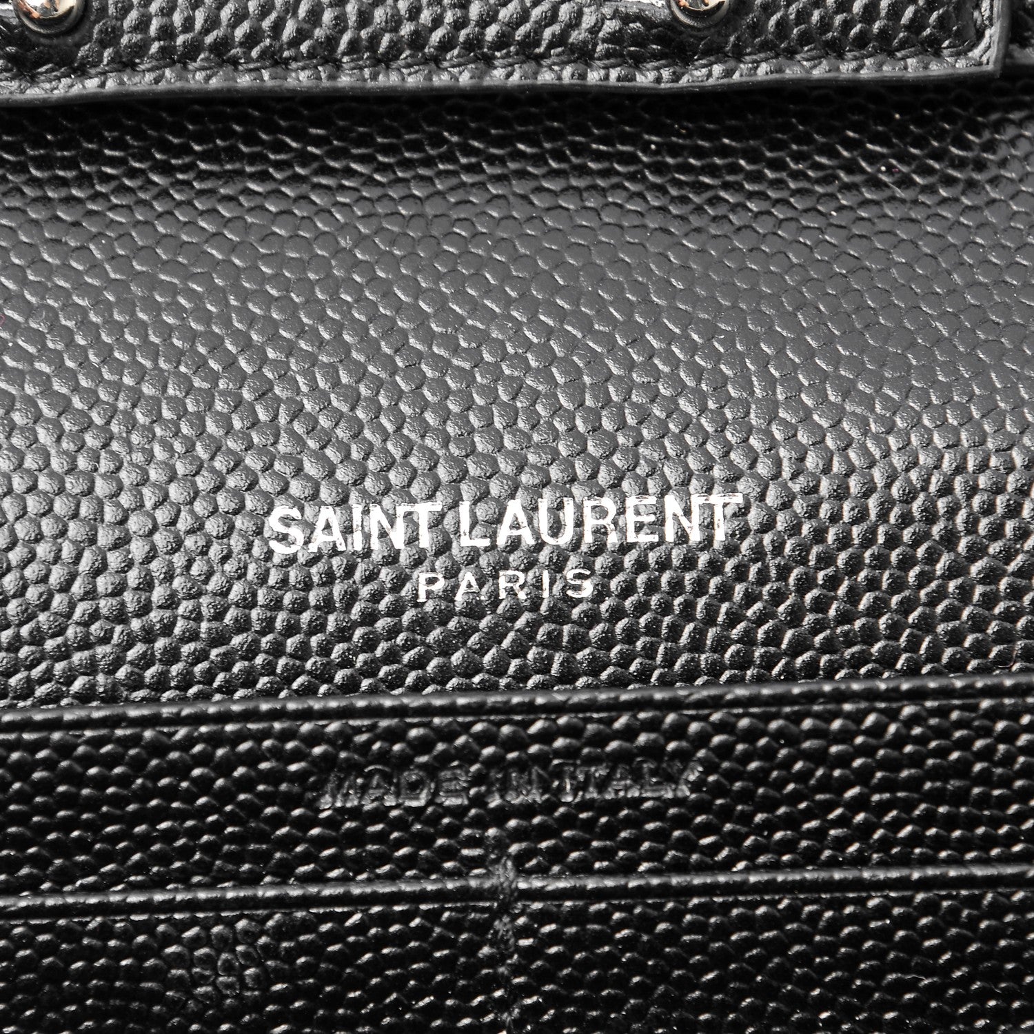 Saint Laurent Grain De Poudre Matelasse Chevron Medium Monogram Chain Wallet Black 6 of 8